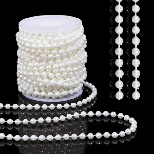 Tiparts Pearls String Beads 33 Feet Crafts Faux Pearl Roll for Christmas Garland Flowers Wedding Party Jewelry Decoration(...
