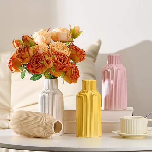 Mfacoy White Ceramic Flower Vase, Minimalist Decor, Modern Home Decorative Vase, Small Pampas Grass Vases For Kitchen, Bed...