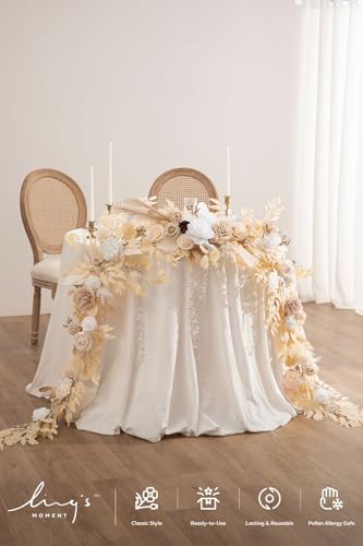 Ling's Moment 9FT Flower Garland for Backdrop Decorations - Wedding Arch Flowers, Eucalyptus & Rose, Artificial Floral Gar...