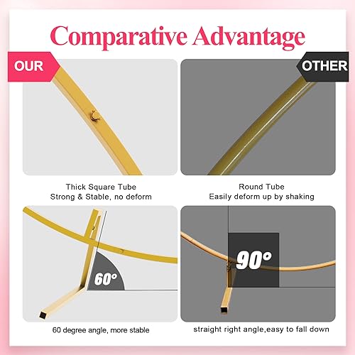 Wokceer Round Backdrop Stand 7.2FT Circle Balloon Arch Frame Circle Backdrop Stand Gold Round Arch for Wedding Birthday Pa...