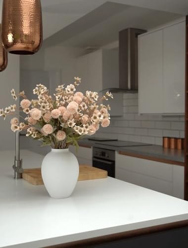 Laelfe Fall Flowers Artificial Pompon Mum, 5Pcs Fake Kiku Flowers Silk Small Mini Chrysanthemum Ball Faux Mum Decor for Au...