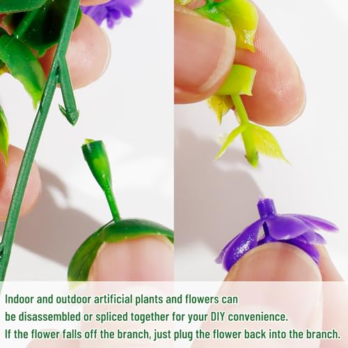 Artificial Hanging Flowers, 3 Pcs Fake Hanging Plants Artificial Vines for Outdoors, Fake Ivy Vine UV Resistant No Fade Fa...