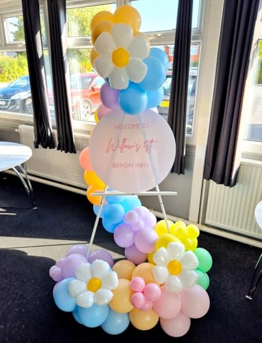 Haolongfa Daisy Balloon Arch Garland Kit - 131 Pcs Pastel Rainbow balloon arch kit with Daisy Balloons, for Birthday Part...