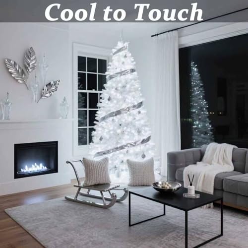 50 Counts Cool White LED Christmas Lights - 25ft Christmas Tree Lights Commercial Grade Outdoor Waterproof, White Wire Coo...