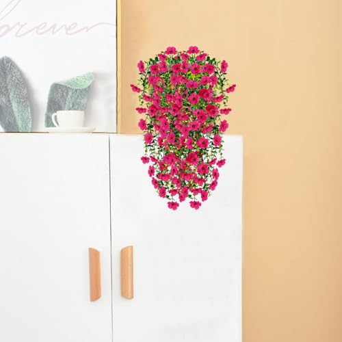 4 Pcs Fake Outdoor Artificial Flowers For Outdoors Uv Resistant, Plastic Flowers For Outdoors, Fake Hanging Plants Faux Fl...