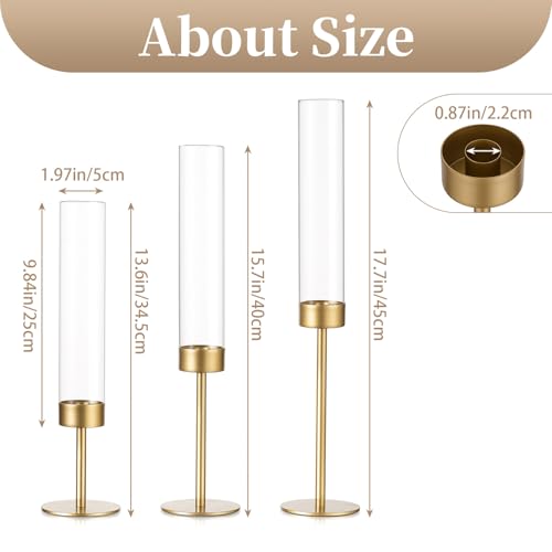 Sziqiqi Hurricane Candle Holders for Wedding: 6 Pcs Gold Candlestick Holders Table Centerpiece - Taper Candle Sticks Holde...