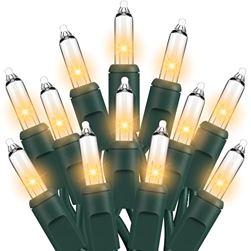 Dirnun Christmas Lights Clear White 100 Count Incandescent Lights UL Certified Connectable Christmas Tree Lights with Gree...