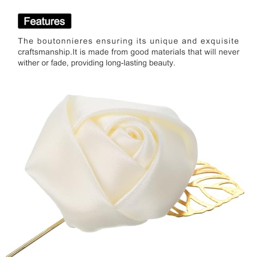 MECCANIXITY Groom Boutonnieres Rose Boutonnieres Pins for Man Wedding Ceremony Anniversary Formal Dinner Party