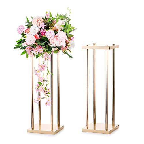 Sziqiqi Column Vases Wedding Centerpieces for Tables with Plates - 2ft Wedding Decoration for Ceremony Modern Rectangular ...