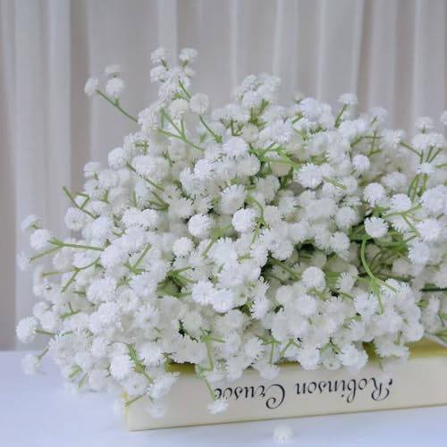 Oulores 100PC Baby Breath Artificial Flowers - Babies Breath Flowers Artificial Bulk Faux Flowers Bouquet White Flores Rea...