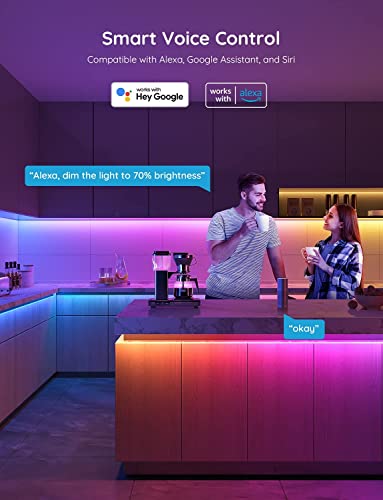 Govee 100ft RGBIC LED Strip Lights, Smart LED Lights Work with Alexa and Google Assistant, LED Lights for Bedroom WiFi App...