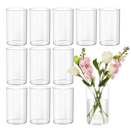Devilfire 12Pcs Glass Cylinder vases for Centerpieces, 6 Inches Tall Flower Vases Wedding Decorations,Bulk Cylinder Flowe...
