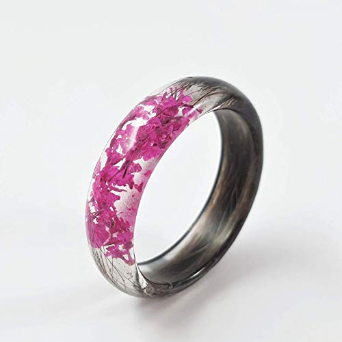 Lock of Hair Keepsake Ring with Pink Flowers Memorial Jewelry Mom Dad Nan Child Pet Loss Horse Custom Custom Resin Band