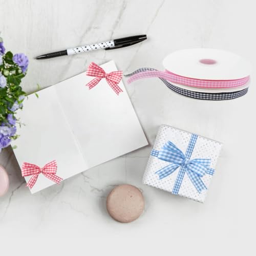 1 Rolls Checker Ribbon, 3/8 Inch x 50 Yards Checkered Ribbon, Woven Edge Check Ribbons, Polyester Woven Edge Ribbons for G...