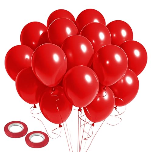 Red Balloons 12Inch, 100pcs Matte Latex Baloons, Party Ballons, globos rojos, Red Party Supplies, Birthday Balloon, 4th of...