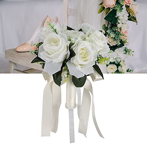 Horoper Wedding Bouquets for Bride, White Champagne Artificial Roses Flowers Artificial Bridal Bouquet, Peonies Artificial...