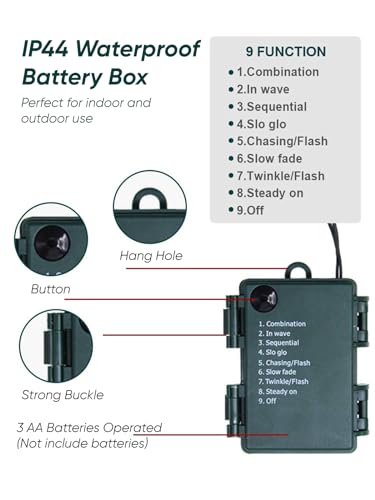 Twinkle Star Outdoor Christmas Lights Battery Operated 50 LED Mini String Light with 8 Modes, 16ft Waterproof Fairy Lights...
