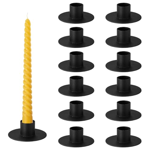 12pcs Iron Mini Taper Candle Holders for 1/2 Inch Candles, Small Metal Tapered Candlestick Stand Accessories for Chime Spe...