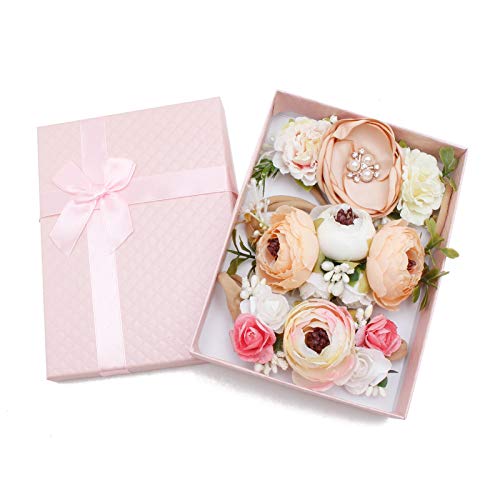 mligril Baby Girl Floral Headbands- 3pcs Nylon Headband Handmade Flower Crown Elastic Hairband Newborn Toddler Hair Access...