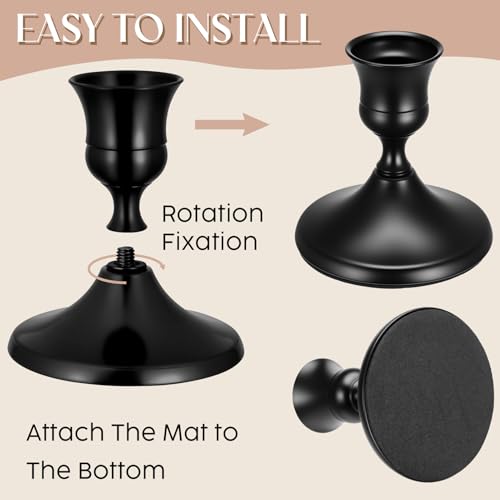 24PCS Brass Black Taper Candle Holders Set, Vintage Metal Candlestick Holders for Table Centerpiece, Wedding Reception, Fe...