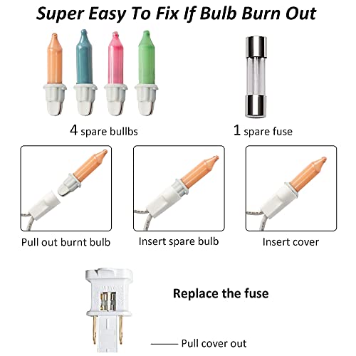 Dazzle Bright 100 Count 20FT Easter Mini String Lights, Incandescent White Wire Fairy Lights with UL Certified Easter Deco...