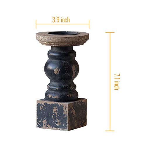 Wooden Black Candle Holder, Decorative Candle Holders for Table, Rustic Pillar Candle Holder, Table Centerpieces for Dinin...