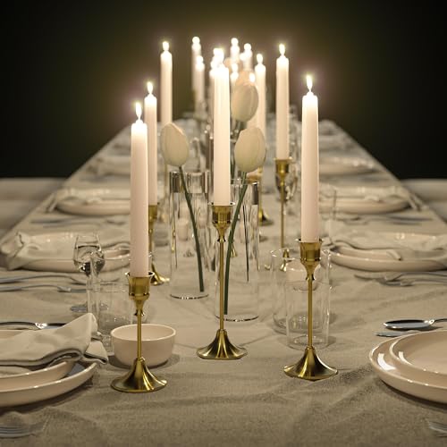 FSyueyun Brass Candlestick Holders Set of 3, Elegant Metal Candlestick Holders for Vintage Taper Candle Holders, Perfect f...