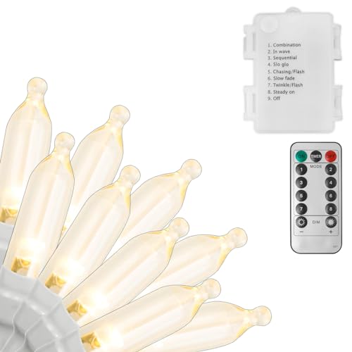 Filltown Christmas Lights Battery Operated, 33Ft 100 LED Warm White Xmas Lights with Auto Timer & 8 Modes, Shatterproof Wa...