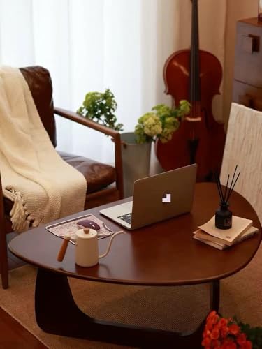 SoulNest Walnut Coffee Table Solid Wood Coffee Table Oval Triangle Morden Walnut Mid Century Pottery Wooden Coffee Tables ...