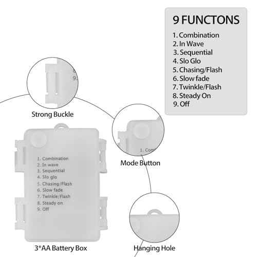 Filltown Christmas Lights Battery Operated, 33Ft 100 LED Warm White Xmas Lights with Auto Timer & 8 Modes, Shatterproof Wa...