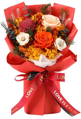 Jtoder Flowers Gifts for Women, Flower for Delivery, Preserved Orange Roses Bouquets, Anniversary Birthday Flowers Gifts f...