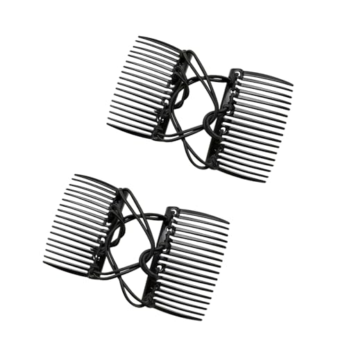 2Pcs Black Adjustable Magic Hair Clip Combs,Stretchy Double Comb Hair Clip,No Crease Hair Pins Double Slides Hairpins Comb...