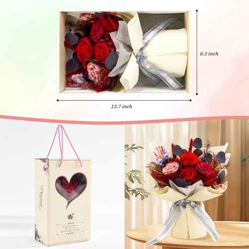 Vryblos Preserved Flowers Bouquet Roses with Vases,Real Birthday Flowers for Delivery Prime,Forever Glitter Rose Bouquets ...