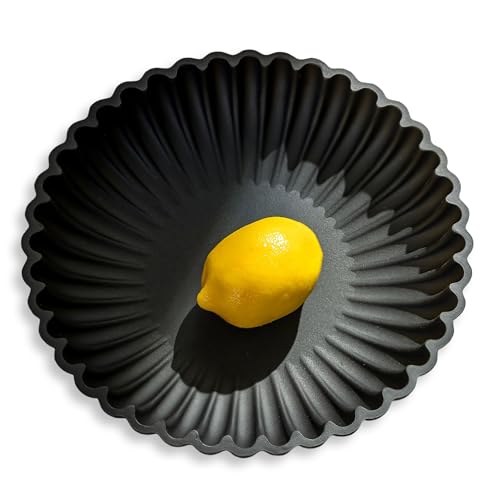 Hanobe Black Decorative Bowl Decor: Modern Resin Scalloped Ruffle Key Tray for Home Living Entryway Coffee Tables Centerpi...