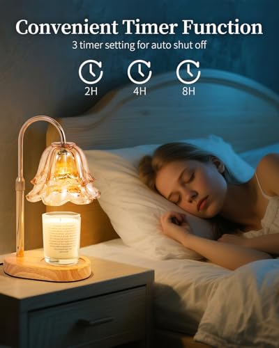 Flower Candle Warmer Lamp with Timer - Dimmable Electric Candle Lamp, Birthday Gifts for Women Mom, House Warming Gifts Ne...