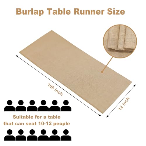 6 Pack Burlap Table Runners 12x108 Inch - Natural Jute Rustic Farmhouse Table Runner Decor for Western Wedding, Farmhouse ...