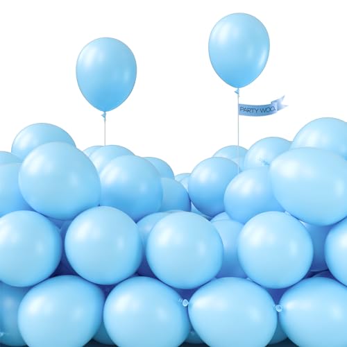 PartyWoo Light Blue Balloons 50pcs 5 Inch Small Mini Baby Pastel Sky Aqua Blue Balloons for Graduation Baby Shower Gender ...
