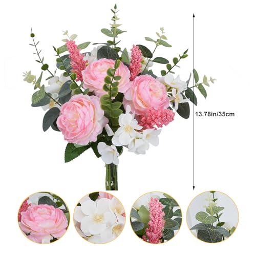 HO2NLE Artificial Silk Flowers Artificial Flowers Bouquets Pink Florals Arrangements Faux Peony Faux Flower Stems for Spri...