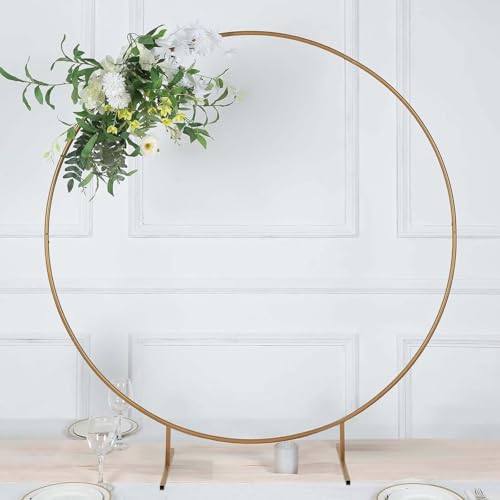Efavormart 4ft Gold Metal Balloon Circle, Flower Frame Backdrop Stand, Round Wedding Arch Arbor