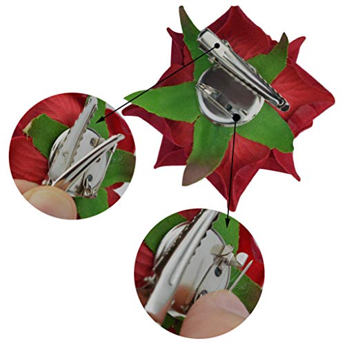 Topbuti Rose Hair Clip Flower Hairpin Brooch Floral Clips, 4 Pcs Fabric Rose Flowers Hair Clips Mexican Hair Flowers Pin u...