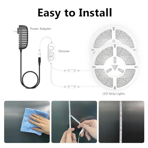 dalattin Warm White LED Strip Lights 50ft, Led Lights Strip Dimmable Bright 24V 3000K, 900 LEDs Lights for Bedroom, Mirro...