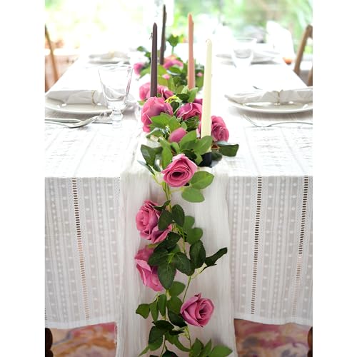 FiveSeasonStuff 29 Ft 4 Pack Rose Silk Flower Garland Artificial Flowers Decoration Hanging Floral Décor for Wedding Baby ...