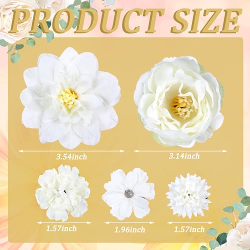 BBTO 21 Pcs Flower Hair Clip Rose Hair Clips Barrettes for Women Flower Accessories Boho Bride Claw Clip Hairpin Brooch Pi...