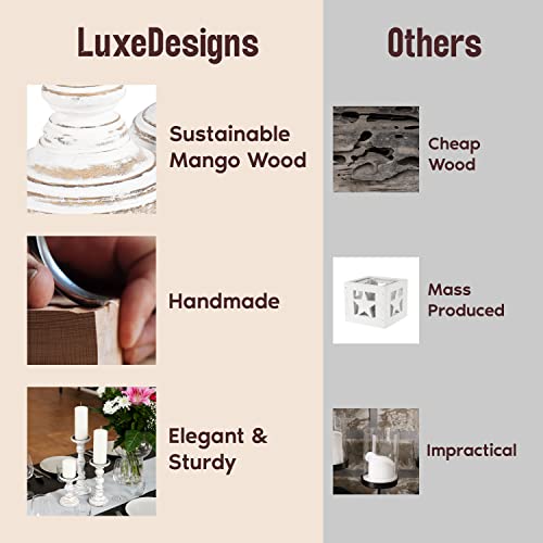 Large Candle Holders for Pillar Candles - Rustic Farmhouse Style Home Decor - Perfect for Table Centerpieces, Coffee Table...