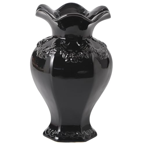 MARTAGE Black Ceramic Vase, Decorative Vase for Modern Home Decor, Farmhouse Minimalist Decor, Boho Flower Vases for Livin...
