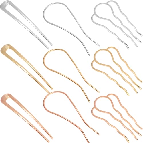 Chanaco French Hair Pins for Women Gold Silver Updo Hair Accessories U Shaped Hair Pins for Buns Twist Hairpin for Styling...
