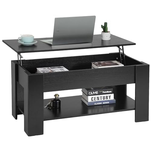 PayLessHere Coffee Table Lift Top Coffee Tables with Hidden Compartment and Storage Shelf Wooden Lift Tabletop Dining Tabl...