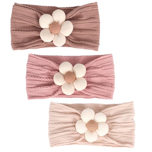 MIUXUESO 3 Pcs Baby Flower Headbands Baby Girls Nylon Headband Soft Hairbands Hair Accessories for Newborn Infant Toddler ...