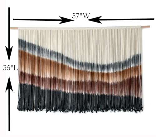 Flber Macrame Wall Hanging Macrame Wall Decor Large-Scale Tie-Dye Tapestry Living Home Room Wall Decor 57" Wx 35" L