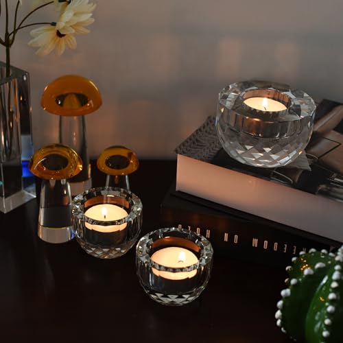 Marvala Crystal Tealight Candle Holders, Candlestick Holders for Wedding Centerpieces, Christmas Decor, Party Decorations,...